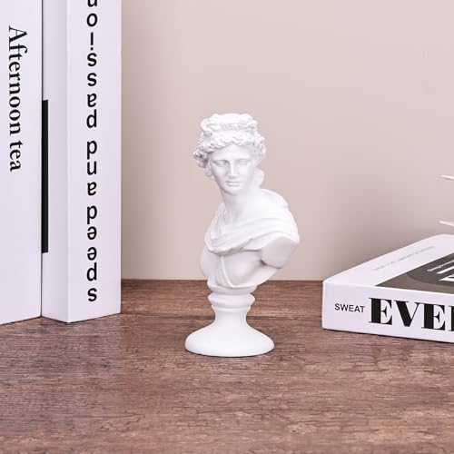 Estatua busto de Apolo clásica 6 pulgadas blanca miniatura 5