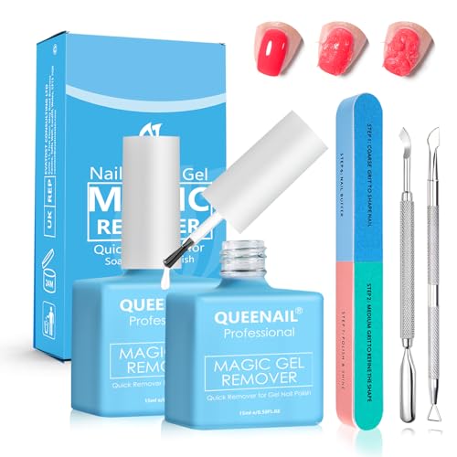 2 Piezas Gel Nail Removedor Set,Removedor Esmalte con Lima de Uñas y Empujador De Cutícula,Elimina rápida y fácilmente el esmalte De uñas,Adecuado para amantes de la manicura