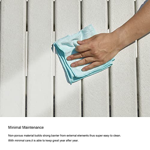 Elm Plus All- Weather Outdoor Round Hdpe Adirondack Patio Side Coffee Table, 36" D, White #TOP5