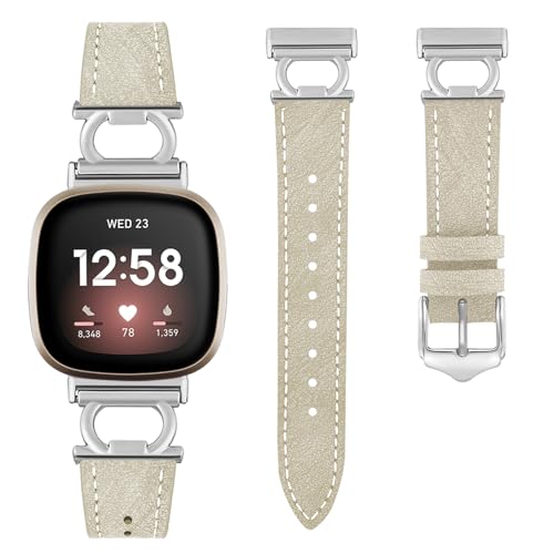 Bracelet en cuir fin d'excellente finition pour montre Fitbit Sense 2