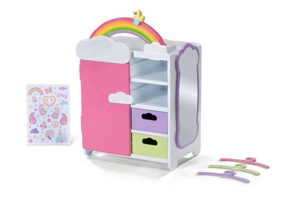 Zapf Creation Rainbow Wardrobe Doll Clothes Storage with Bright Rainbow and Cheerful Sounds, 836040