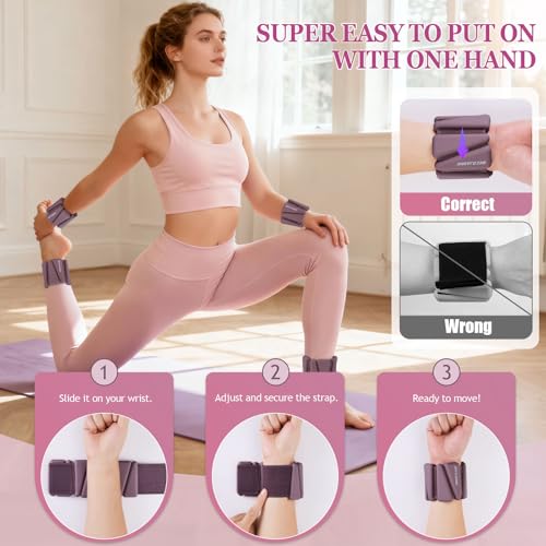Image of BECOJADDE Ankle Weights Set of 2 (1 lb /2 lb /3 lb Each) Adjustable Wrist Weights for Women Men Wearable Arm Leg Weight for Pilates, Running, Walking, Workout, Yoga