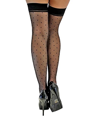 Luxury Divas Black Polka Dot Sheer Thigh High Stockings3