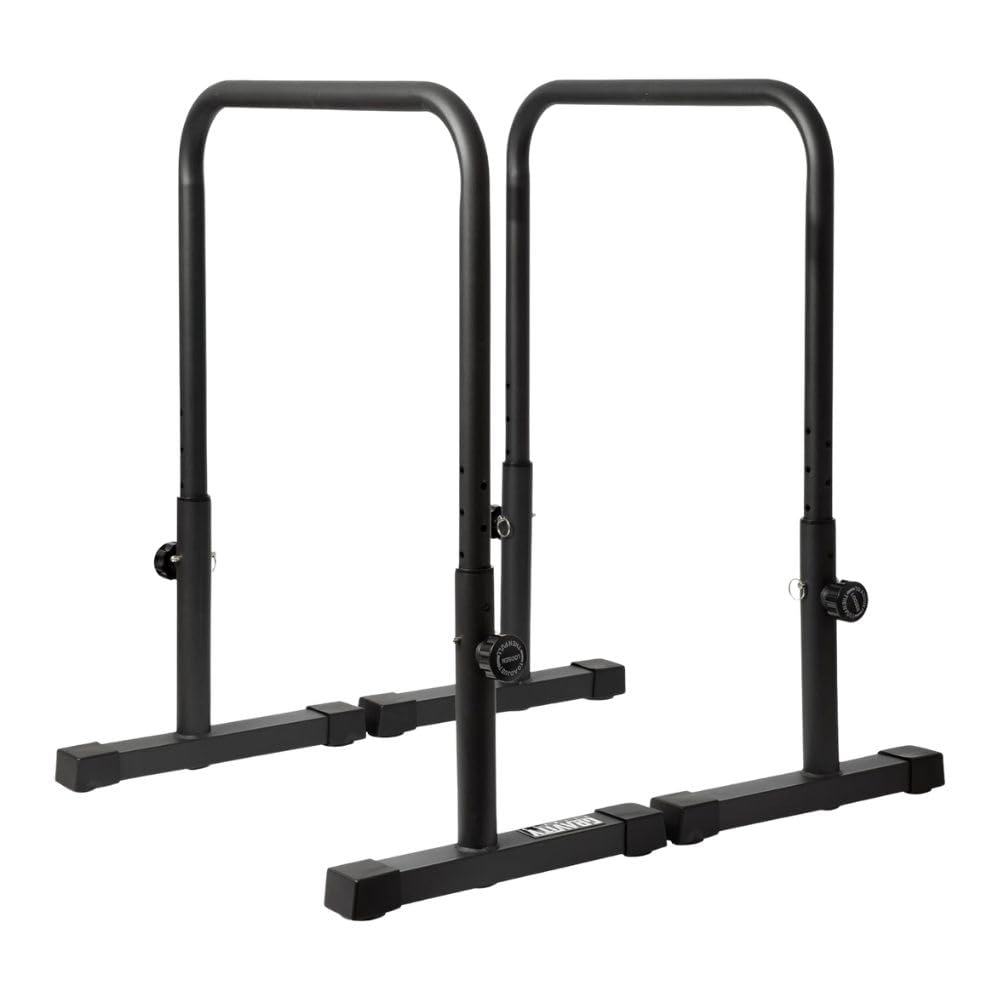 GRAVITY FITNESS Parallele Calisthenics Regolabili – Barre DIP Antiribaltamento per CrossFit, Allenamento Forza, Ginnastica – Impugnatura 38mm Regolabile in Altezza e Larghezza per Home Gym