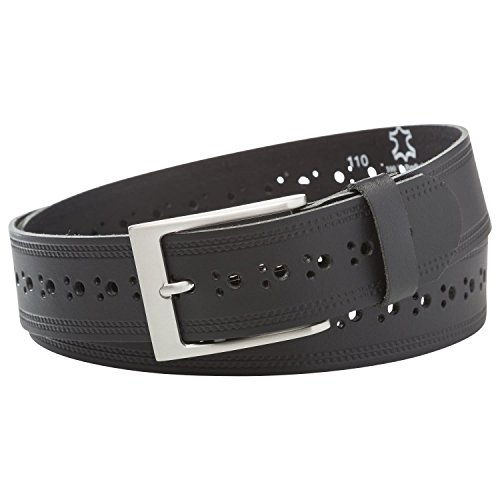 INVIDA Damen Herren Gürtel HOLE Rindsleder gelocht SCHWARZ 4cm breit 90cm Bundweite Cover