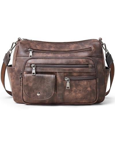 Image of Bluome Vegan Leather Crossbody Purse for women Multi Pocket Crossbody Bag Messenger Bag Travel Purse Handbag Shoulder