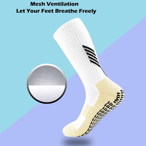 4 Pairs Soccer Socks with Non-Slip Grip, Men's Athletic Socks for Football Basketball4