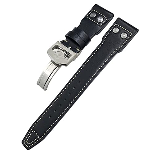 Bracelet montre de pilote en cuir noir 21mm pour accessoiriser votre style
