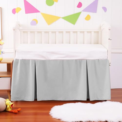 Image of Crib Bed Skirt Dust Ruffle 100% Cotton - Natural, Soft, Breathable for Baby's Delicate Skin, Nursery Toddler Crib Bed Skirt for Baby Boys Girls, Fits Standard Cribs 28 inch x 52 inch with 14 inch Drop