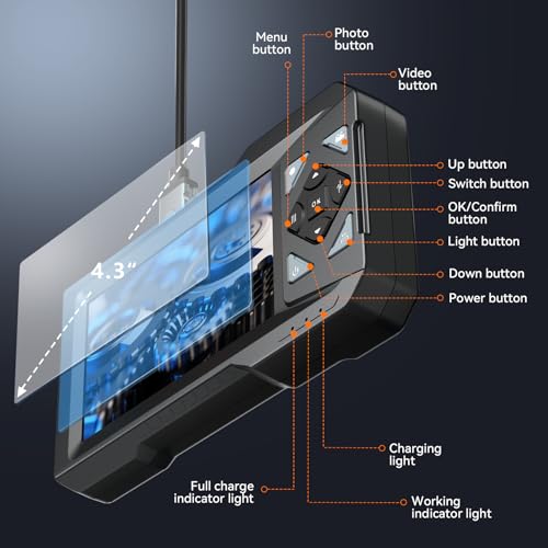 Cámara de Endoscopio KIRFEIHT con Luz - Boroscopio Industrial con Tarjeta de 32GB miniatura 4