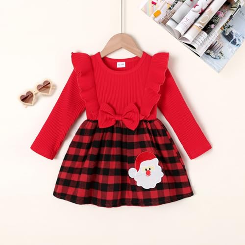 Toddler Baby Girl Christmas Dress Kids Santa Claus Red Princess Tulle Tutu Dress Holiday Party Outfit2