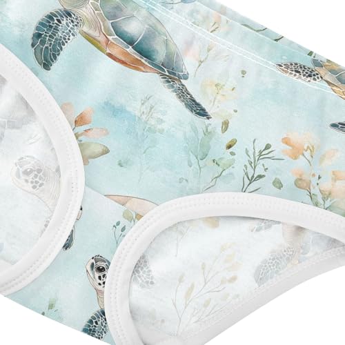Wusikd Turtle Starfish Girls' Underwear Cotton Watercolor Girls Briefs Soft Toddler Underwear 2T4