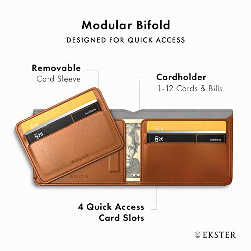 Ekster Magnetic Leather Wallet for Men | LWG-Certified Minimalist Bifold | Slim & Modern Bifold Wallet for Quick Card Access (Caramel)2