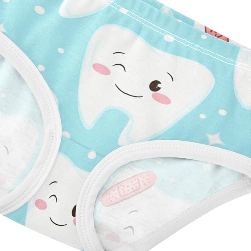 Cotton Toddler Underwear Custom Cute Cartoon Smiling Teeth Blue Panties for Girl Artistic Briefs Kids Undies 2t4