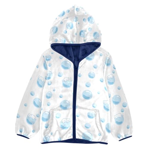 Kitten Bubbles Girls Fleece Jacket Girls Fall Jacket Girls Zip Up Hoodie Girls Sherpa Jacket 2-10T
