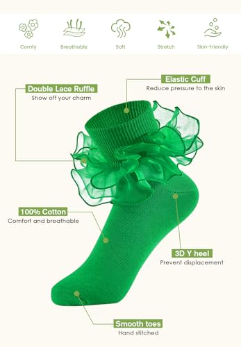 Image of Komorebi Big Ruffle Ankle Socks Women-Lace Frilly Cute Socks-Soft Cotton Girls Sock