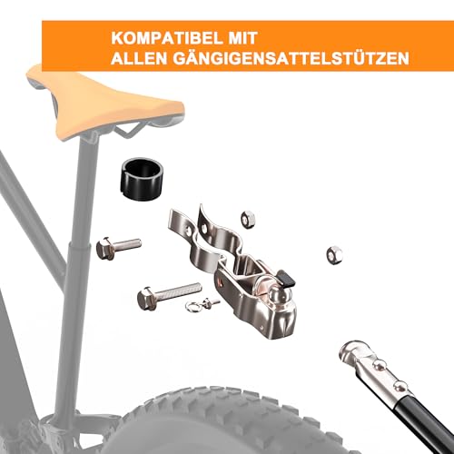 NICEDACK Anhängerkupplung für Fahrrad, Kupplung Lastenanhänger, Verzinkter Stahl Fahrradanhänger Kupplung Kompatibel mit gängigen Fahrradsattelstützen, Fahrrad Anhängerkupplung