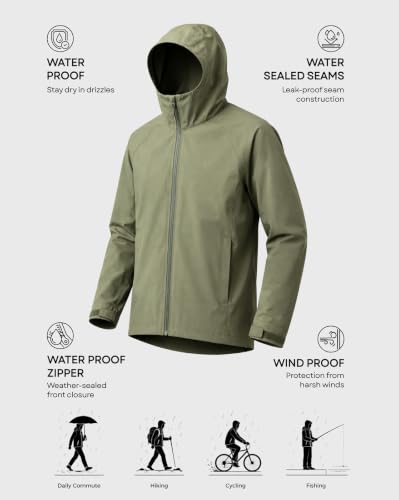 Image of Nobero Men's RainBloc Waterproof Jacket | Windproof Hooded Rain Jacket