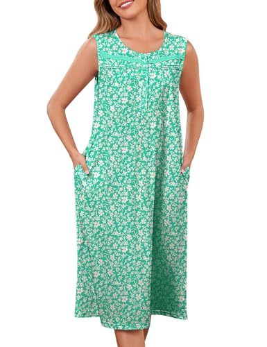 Image of Bloggerlove Nightgowns for Women Soft 100% Cotton House Dress Short /Long Sleeve Night Gowns Comfy Sleepwear S-3XL