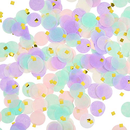 TecUnite 3.5 oz Unicorn Confetti Mermaid Confetti 1 Inch Round Tissue Paper Table