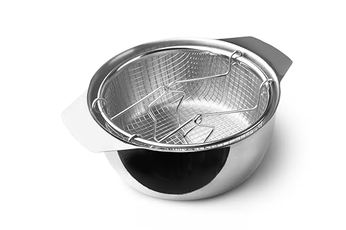 IBILI - Freidora con cestillo y tapa induktion, 20 cms, Acero inoxidable, Apto para induccion