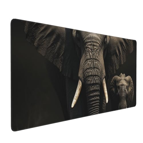 Grand tapis de souris de jeu éléphant noir 40x90 cm imperméable pour bureau