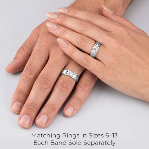 Image of Rylos His /Hers Couples Wedding Bands with Diamonds, Sterling Silver or Yellow Gold Plated, Comfortable Fit, Sizes 6-13, Elegant Couple Rings Symbolizing Commitment
