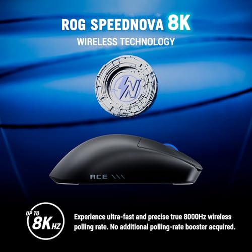 Image of ASUS ROG Harpe II Ace Wireless Esports Gaming Mouse - 2025, Pro-Tested, Right-Handed, 48g Lightweight, Tri-Mode Connectivity, 42K DPI, 8K Polling, 101Hr Battery, Web-Based Tool, PC /Mac Support - Black
