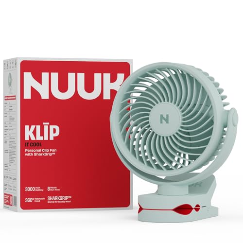 Image of NUUK KLĪP Rechargeable Clip Fan | 3000mAh Battery | Up to 8 hrs Runtime | Super - silent BLDC Motor | 4 Speed Modes | 360 Manual Head Rotation | Strong 0-55mm Clamp | Type-C Charging