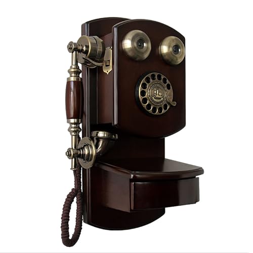 Teléfono clásico retro de disco montado en pared miniatura 1