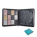 12 Pockets Card Binder for Trading Cards, 40 Sheet-Total 480 Pockets Card Collection Folder for under 9.5x7.2cm Cards Storage, PU Leather Cover with Zipper Closure(blue)