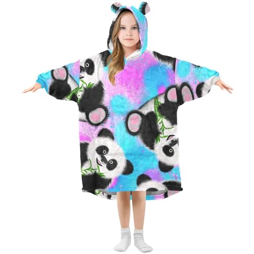 Couverture à capuche fille Mnsruu en polaire douce motif panda