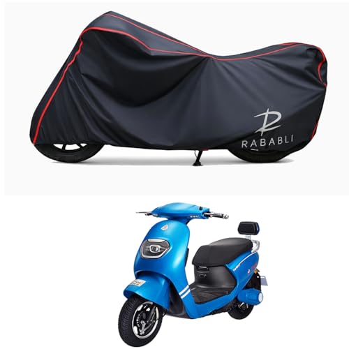 Image of Waterproof Bike Body Cover Compatible for | Tunwal Sports 63 Alpha 48V STD | Taffeta Fabric, Red Piping Design, Bottom Elastic Fit | Dustproof, Sun UV & Rain Protection for All Bikes