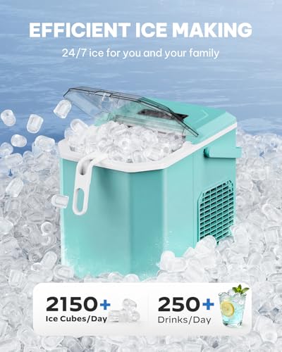Image of Silonn Ice Maker Countertop, Portable Ice Machine with Carry Handle, Self-Cleaning Ice Makers with Basket and Scoop, 9 Cubes in 6 Mins, 26 lbs per Day, Ideal for Home, Kitchen, Camping, RV