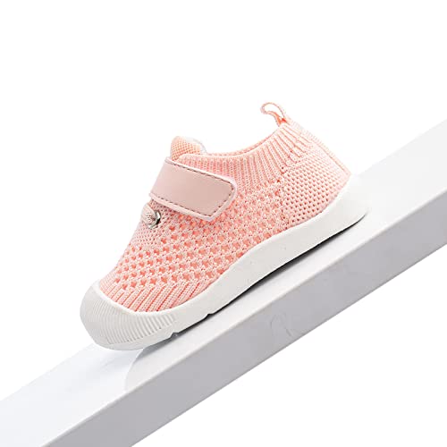 Woorooroo Baby Boys&Girls Shoes Baby Walking Shoes First Walking Shoes Infant Sneakers Crib Shoes For Baby Non-Slip Breathable Shoes 6 9 18 Months(21006-Pink-17) #TOP5