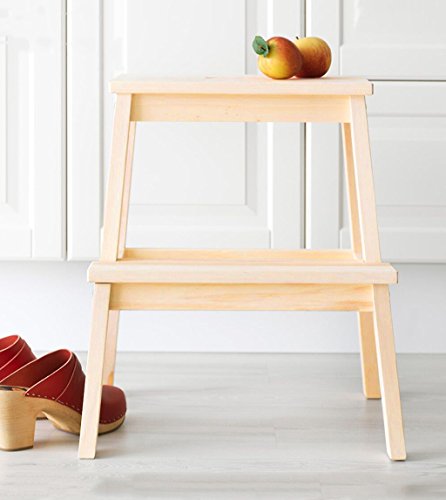 CAIJUN Tabouret en bois Échelle en deux étapes Pied simple cuisine , Haute 50cm, 3 couleurs Marchepieds escamotables ( Couleur : Couleur du bois ) Cover