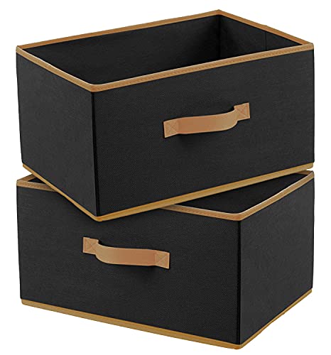 Kuber Industries Multipurposes Rectangular Flodable Storage Box, Drawer Storage and Cloth Organizer (Black)