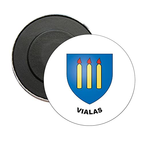 ROUND MAGNET. HERALDIC SHIELD VIALAS LOZERE FRANCE