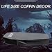 Halloween Pop Up Coffin with Lid, 60 inch Coffin Prop life size Collapsible, Scary Fake Coffin Prop Really Size for Graveyard, Halloween Cemetery decorations Outdoor, Lawn, Party, Haunted House