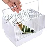 Zitixo 鳥かご お散歩ケージ 2つ自動給餌器/1本止まり木付 軽量 コンパクト ポータブル 持ち運び便利 おしゃれ 人気 多機能 アウトドア お出かけ 旅行 通院 災害 避難 小動物用 ペット用品 小型の鳥類に適しています 21×13×13cm (ホワイト)