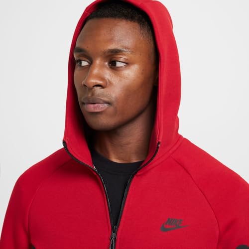 Nike Moletom masculino Tech com zíper completo (HV0949-687, vermelho academia/preto), Academia verme