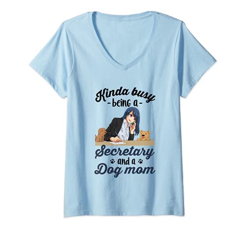 Womens Kinda Busy Being A Secretary And A Dog Mom, Blue
