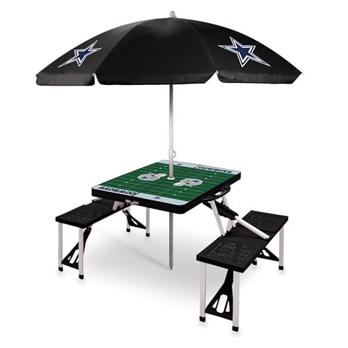 Image of PICNIC TIME NFL Picnic Table Portable Folding Table with Seats and Umbrella