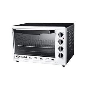Europa Electric Convection Oven with Rotisserie, White/Black – 63 litre