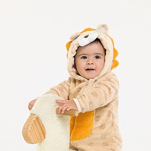 Pijama Macacão Infantil Fleece Felpudo de Biichinhos (24 Meses, Leão)
