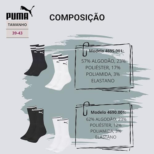 PUMA Kit 04 Pares de Meia Cano Longo Heritage| KIT E | 39-43