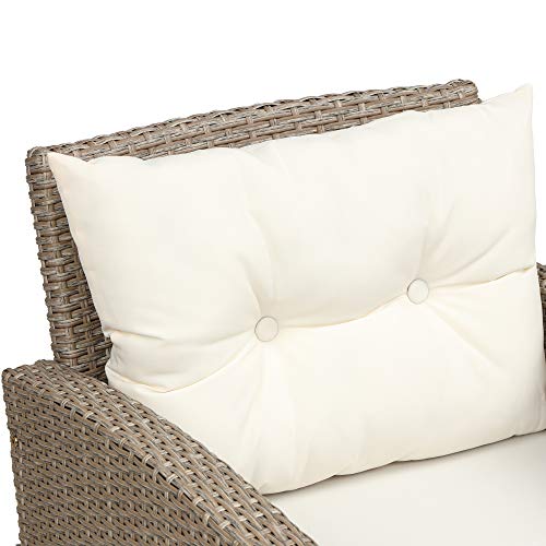 HomSof Piece Outdoor Patio Furniture Conversation Set Wicker Ratten Sectional Sofa with Seat Cushions, Beige, 4 Seater