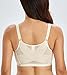Lemorosy Women's Plus Size Full Coverage Front Closure Posture Back Unpadded Wireless Double Support Minimizer Bra (Beige, 36C)