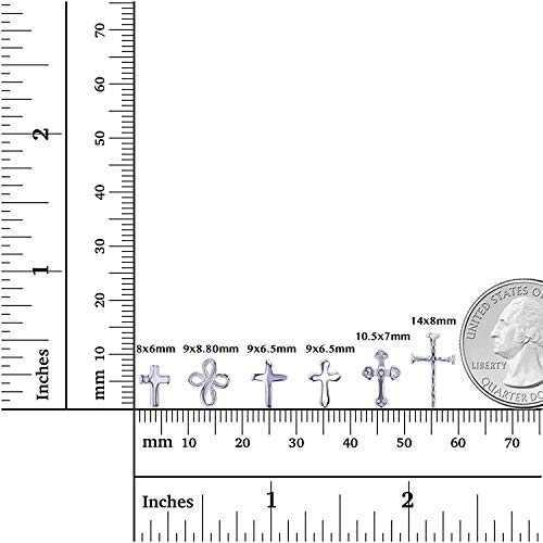 Sterling Silver Polished Elongated Cross Stud Earrings For Women | 8X14Mm Cross Stud Earrings | Secure Friction Back Closure | 14K Plated Shiny Classic Earrings #TOP3