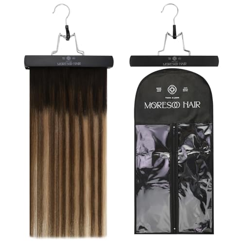 Image of Moresoo Hair Extension Storage Bag with Hanger, Black | Dustproof, Travel Storage, Keeps Extensions Neat and Tangle-Free, Home Closet Organizer for Hairpieces